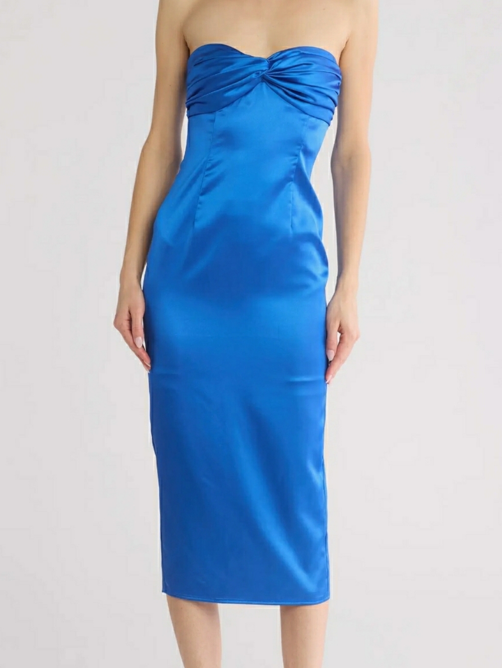 Area Stars Gilly Strapless Satin Cocktail Dress In Blue. Size: Small. NWT